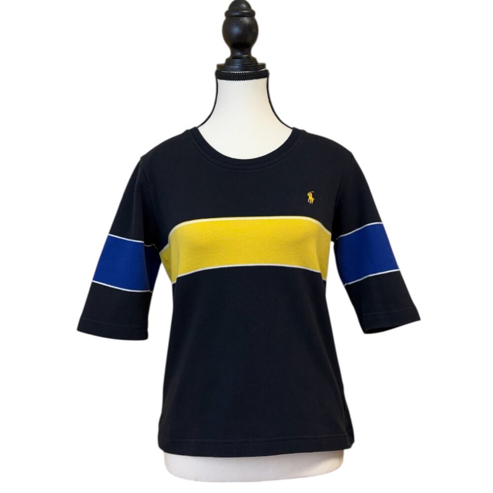 Polo Ralph Lauren Vintage Navy & Yellow Striped Top (XL)